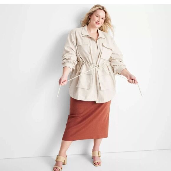 Future Collective with JENNY K LOPEZ Womens Linen Utility Anorak Cargo Jacket 3x - Picture 3 of 11